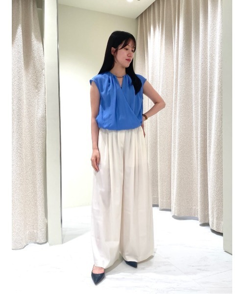 ESTNATION(エストネーション)の「ESTNATION / タックワイドレッグパンツ(その他パンツ・レディース・オフホワイト/ダークブラウン/ライトブラウン・38/36)」の12枚目の写真