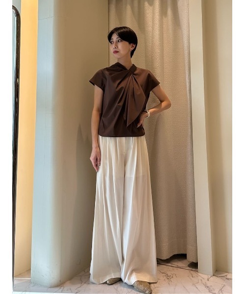 ESTNATION(エストネーション)の「ESTNATION / タックワイドレッグパンツ(その他パンツ・レディース・オフホワイト/ダークブラウン/ライトブラウン・38/36)」の19枚目の写真