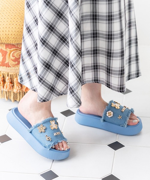 attagirl（アタガール）の「パーツ付きフリンジミュールサンダル（サンダル・レディース・ブルー/ブラック・L/M/S）」の13枚目の写真