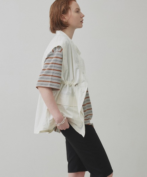 uchi.(ウチ)の「【撥水ナイロン】ノーカラーウエストドロストジップアップベスト(ベスト・レディース・ブラック/オフホワイト・FREE)」の20枚目の写真