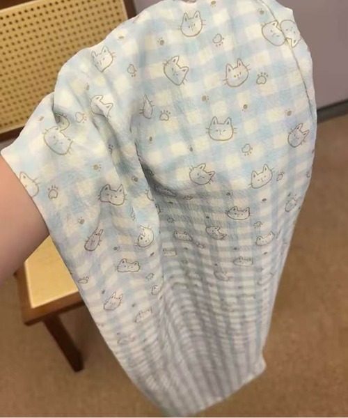 AsheKsha(アシクシャ)の「柔らかくてかわいいキャラクターのストレートホームパンツ(その他パンツ・レディース・ブルー/ブラウン/ベージュ・F)」の12枚目の写真