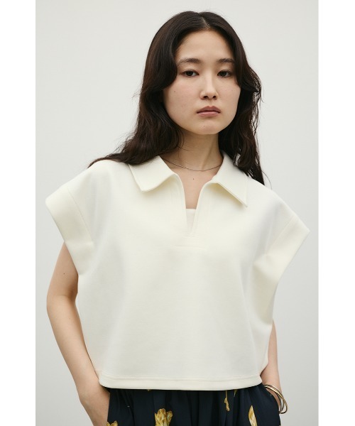 STYLEMIXER（スタイルミキサー）の「スキッパーダンボールカットトップ（Tシャツ/カットソー・レディース・グレー/ホワイト/ブラック・FREE）」の2枚目の写真