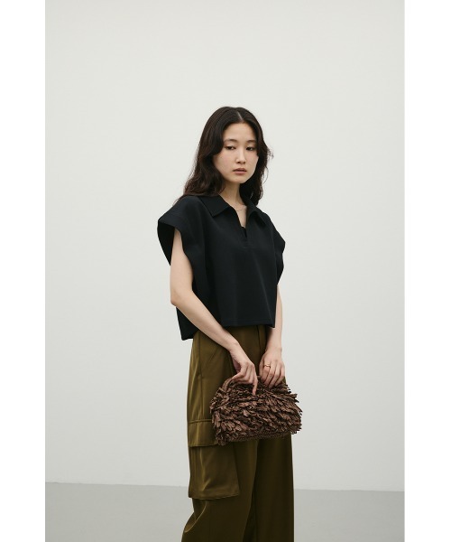 STYLEMIXER（スタイルミキサー）の「スキッパーダンボールカットトップ（Tシャツ/カットソー・レディース・グレー/ホワイト/ブラック・FREE）」の20枚目の写真