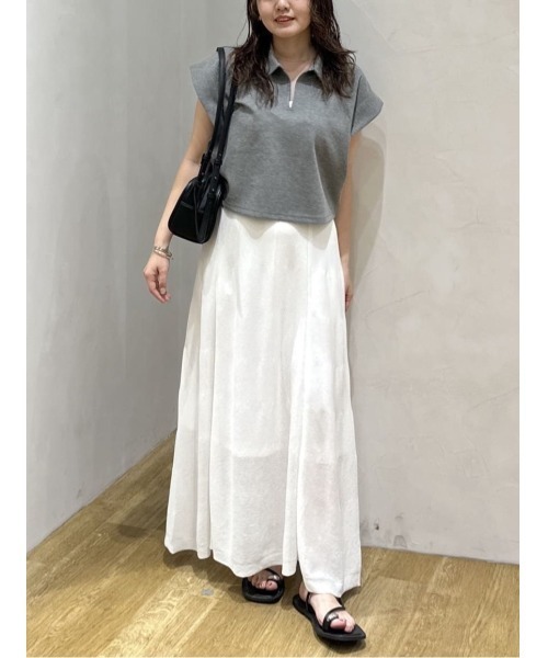 STYLEMIXER（スタイルミキサー）の「スキッパーダンボールカットトップ（Tシャツ/カットソー・レディース・グレー/ホワイト/ブラック・FREE）」の7枚目の写真