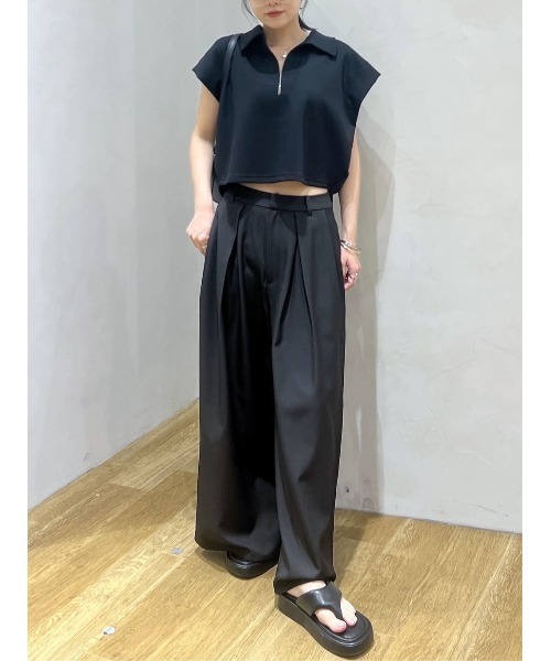 STYLEMIXER（スタイルミキサー）の「スキッパーダンボールカットトップ（Tシャツ/カットソー・レディース・グレー/ホワイト/ブラック・FREE）」の8枚目の写真