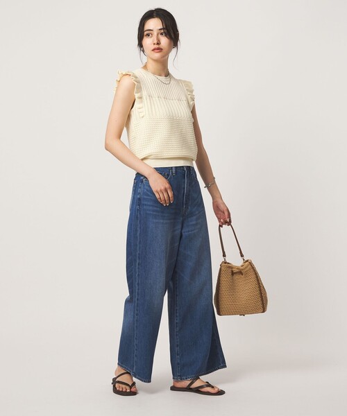 green label relaxing(グリーンレーベルリラクシング)の「フリル ノースリーブ ニット(ニット/セーター・レディース・ホワイト/ブラック・FREE)」の13枚目の写真