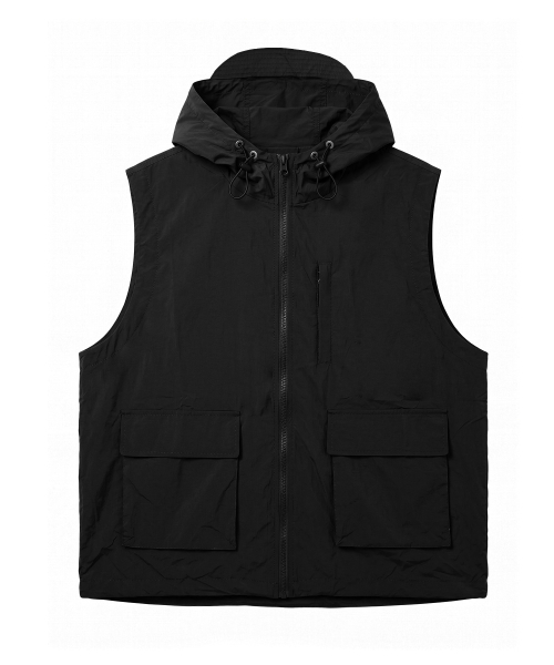 UNDEROFF(アンダーオフ)の「クールケアナイロンウィンドブレーカー ベスト ブラック(ベスト・メンズ・ブラック・LARGE/MEDIUM/X-LARGE)」の2枚目の写真