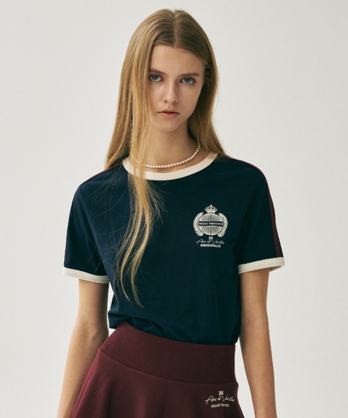 Mardi Mercredi(マルディメクルディ)の「RINGER TSHIRT ORIGINALIS 25 / リンガー Tシャツ オリジナルス 25(Tシャツ/カットソー・レディース・アイボリー/クリーム/ネイビー・FREE)」の14枚目の写真