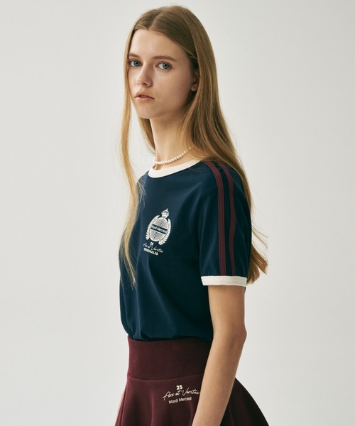 Mardi Mercredi(マルディメクルディ)の「RINGER TSHIRT ORIGINALIS 25 / リンガー Tシャツ オリジナルス 25(Tシャツ/カットソー・レディース・アイボリー/クリーム/ネイビー・FREE)」の17枚目の写真
