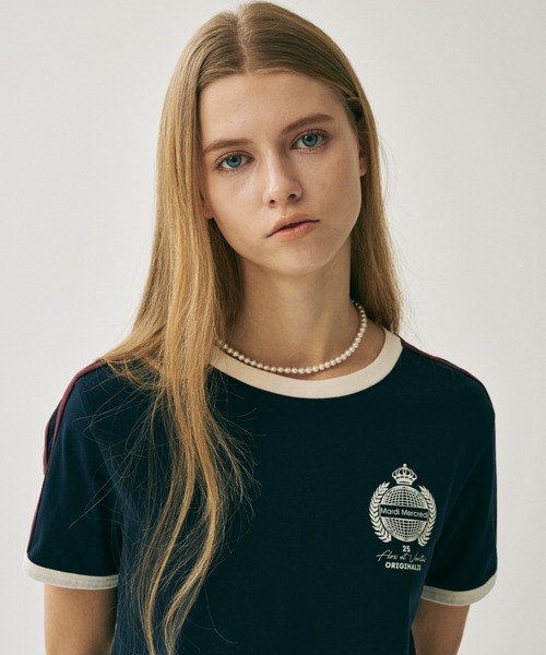 Mardi Mercredi(マルディメクルディ)の「RINGER TSHIRT ORIGINALIS 25 / リンガー Tシャツ オリジナルス 25(Tシャツ/カットソー・レディース・アイボリー/クリーム/ネイビー・FREE)」の15枚目の写真