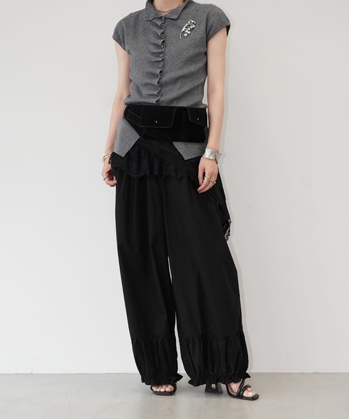 chuclla(チュクラ)の「バルーンギャザーワイドパンツ chw26s345(その他パンツ・レディース・ブラック/ホワイト・L/M)」の13枚目の写真