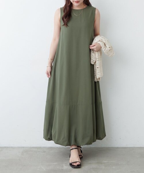 Remind me and forever（リマインドミーアンドフォーエバー）の「【OTONA】美シルエットノースリバルーンワンピース（ワンピース・レディース・カーキ/ブラック/ブラウン・FREE）」の3枚目の写真