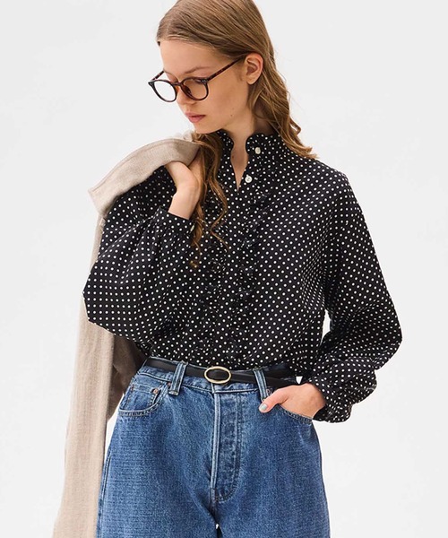 LENO(リノ)の「「LENO / リノ」POLKA DOTT BLOUSE(シャツ/ブラウス・レディース・ブラック・1)」の2枚目の写真