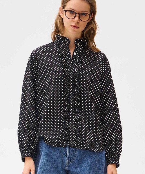LENO(リノ)の「「LENO / リノ」POLKA DOTT BLOUSE(シャツ/ブラウス・レディース・ブラック・1)」の4枚目の写真