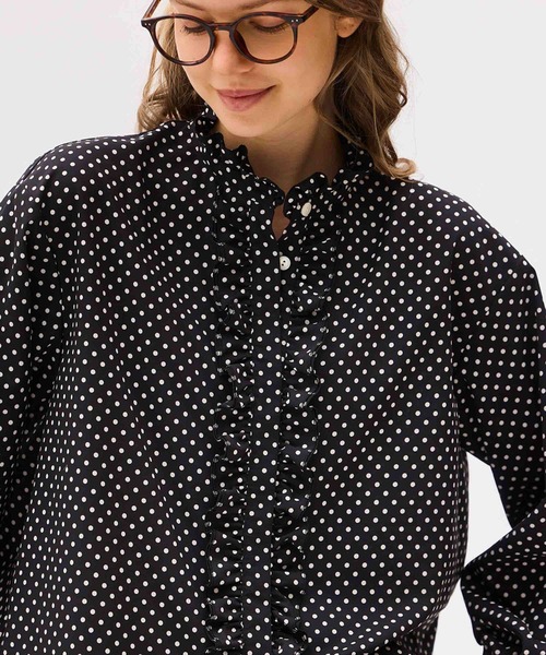 LENO(リノ)の「「LENO / リノ」POLKA DOTT BLOUSE(シャツ/ブラウス・レディース・ブラック・1)」の5枚目の写真