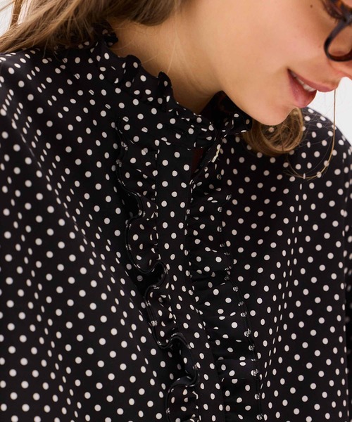 LENO(リノ)の「「LENO / リノ」POLKA DOTT BLOUSE(シャツ/ブラウス・レディース・ブラック・1)」の6枚目の写真