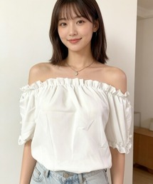 オフショルダー」に該当するレディースのシャツ/ブラウス（ホワイト
