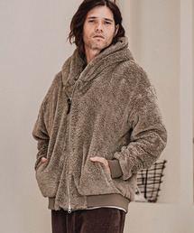 mj11705-Short Micro Fur Asymmetric Zip Hoodie ファージップパーカー(A74826cmb)
