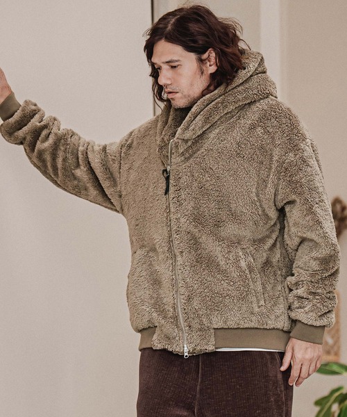 CAMBIO（カンビオ）の「mj11705-Short Micro Fur Asymmetric Zip Hoodie ファージップパーカー(A74826cmb)（その他アウター・メンズ・ブラック/グレー/ベージュ・S/M/L）」の5枚目の写真