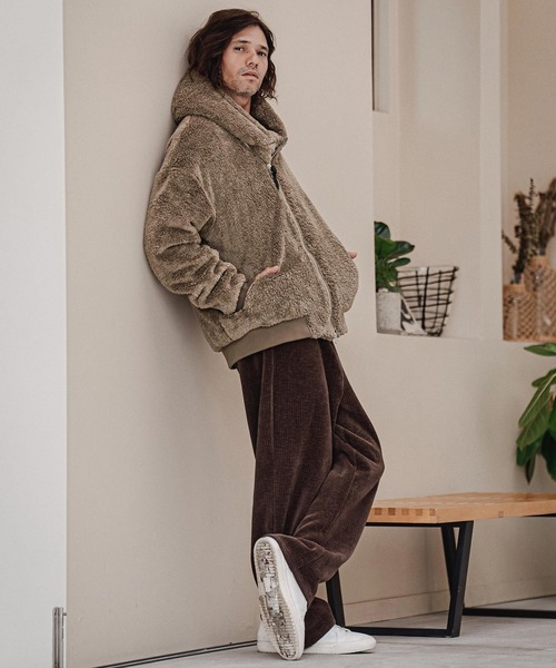 CAMBIO（カンビオ）の「mj11705-Short Micro Fur Asymmetric Zip Hoodie ファージップパーカー(A74826cmb)（その他アウター・メンズ・ブラック/グレー/ベージュ・S/M/L）」の7枚目の写真