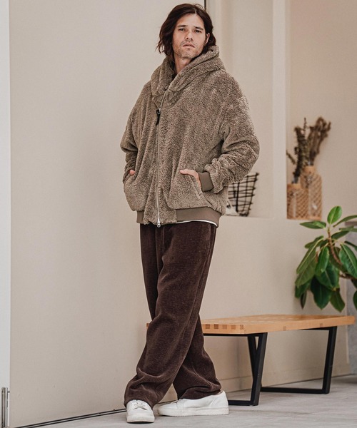 CAMBIO（カンビオ）の「mj11705-Short Micro Fur Asymmetric Zip Hoodie ファージップパーカー(A74826cmb)（その他アウター・メンズ・ブラック/グレー/ベージュ・S/M/L）」の8枚目の写真