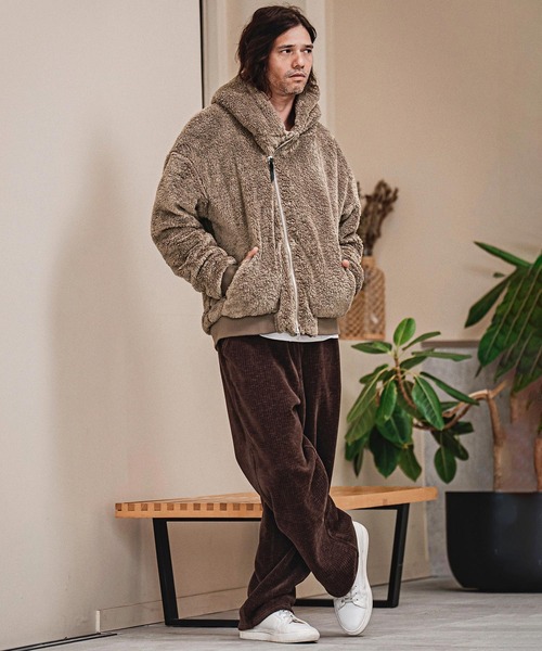 CAMBIO（カンビオ）の「mj11705-Short Micro Fur Asymmetric Zip Hoodie ファージップパーカー(A74826cmb)（その他アウター・メンズ・ブラック/グレー/ベージュ・S/M/L）」の9枚目の写真