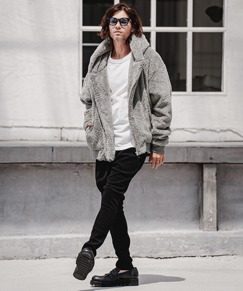 CAMBIO（カンビオ）の「mj11705-Short Micro Fur Asymmetric Zip Hoodie ファージップパーカー(A74826cmb)（その他アウター・メンズ・ブラック/グレー/ベージュ・S/M/L）」の13枚目の写真