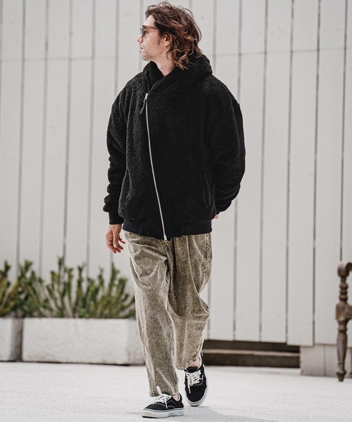 CAMBIO（カンビオ）の「mj11705-Short Micro Fur Asymmetric Zip Hoodie ファージップパーカー(A74826cmb)（その他アウター・メンズ・ブラック/グレー/ベージュ・S/M/L）」の20枚目の写真