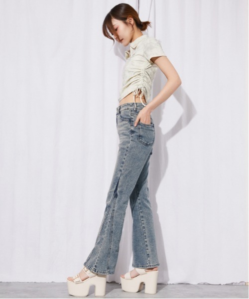 GORGE(ゴージ)の「《美脚パネル切替フレア》デニムパンツ・ジーンズ/Y2K/オールシーズン/全2色(デニムパンツ・レディース・ブルー/サックスブルー・M/S)」の7枚目の写真