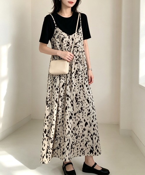 gossip!ロサンゼルス(ゴシップロサンゼルス)の「レオパードVネックキャミソールワンピース ロング丈(ワンピース・レディース・レオパード・FREE)」の3枚目の写真