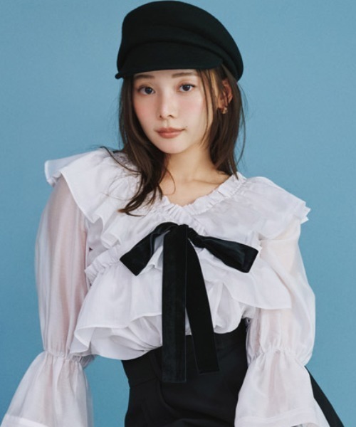 SNIDEL(スナイデル)の「ウールキャスケット(キャスケット・レディース・ブラック/ベージュ/アイボリー・F)」の4枚目の写真