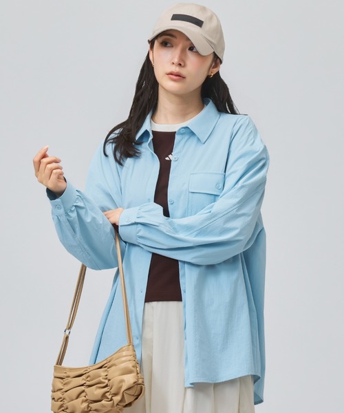 adidas(アディダス)の「アディダス adidas クールフィーリング UVカット 襟付き 長袖シャツ(シャツ/ブラウス・レディース・サックスブルー・XL)」の3枚目の写真