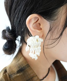 【 Port / ポート 】 ボリューム フラワー / フェイクパール フリンジ ピアス