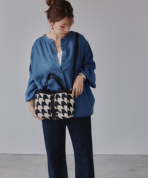 210nouve(トゥージュヌーブ)の「千鳥柄 2Way ニット バッグ(ハンドバッグ・レディース・ブラック/レッド/ベージュ・FREE)」の20枚目の写真