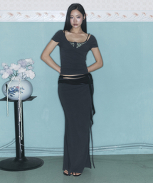 Ina Shirring Long Skirt (Charcoal)