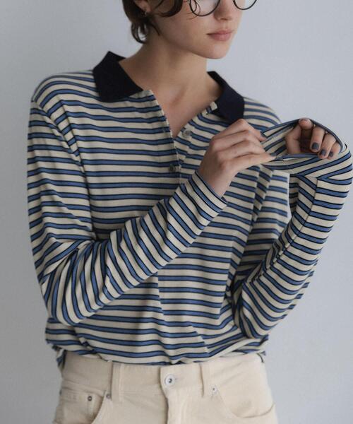 URBAN RESEARCH Sonny Label(アーバンリサーチサニーレーベル)の「マルチボーダースムースポロシャツ(ポロシャツ・レディース・ネイビー/レッド/オフホワイト・FREE)」の1枚目の写真