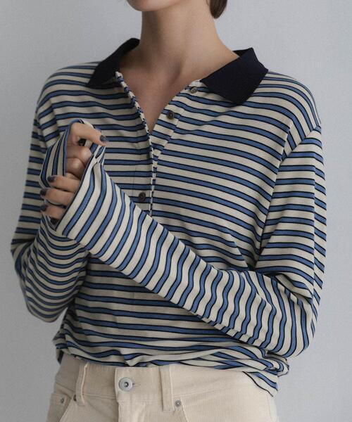 URBAN RESEARCH Sonny Label(アーバンリサーチサニーレーベル)の「マルチボーダースムースポロシャツ(ポロシャツ・レディース・ネイビー/レッド/オフホワイト・FREE)」の4枚目の写真