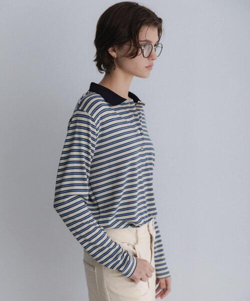 URBAN RESEARCH Sonny Label(アーバンリサーチサニーレーベル)の「マルチボーダースムースポロシャツ(ポロシャツ・レディース・ネイビー/レッド/オフホワイト・FREE)」の6枚目の写真