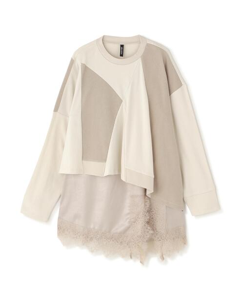 AULA AILA(アウラアイラ)の「AULA AILA/アウラアイラ/LACE CAMISOLE SET PULLOVER(Tシャツ/カットソー・レディース・アイボリー/ブラック・0)」の1枚目の写真