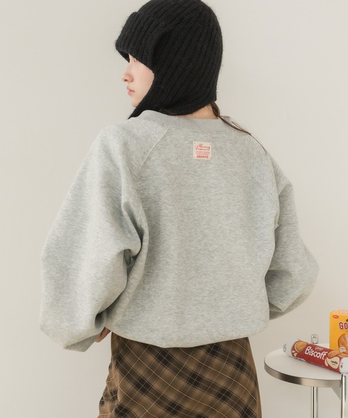 HEILIS(ヘイリス)の「Vネックスウェットトップス/スウェット スウェットトップス Vネックスウェット Vネック 長袖トップス トレーナー プルオーバー オーバーサイズ ワンポイント バックデザイン 韓国ファッション カジュアル ストリート ノームコア レイヤード デイリー 秋服 冬服 ライトイエロー グレー チャコールグレー(スウェット・レディース・ライトイエロー/グレー/チャコールグレー・FREE)」の11枚目の写真
