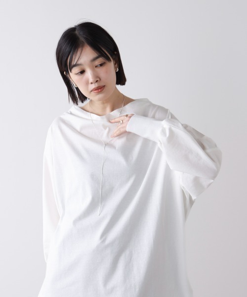 Bou Jeloud（ブージュルード）の「Wシルケットドルマンプルオーバー（Tシャツ/カットソー・レディース・オフホワイト/ブラック/A・FREE）」の13枚目の写真