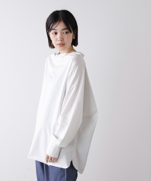 Bou Jeloud（ブージュルード）の「Wシルケットドルマンプルオーバー（Tシャツ/カットソー・レディース・オフホワイト/ブラック/A・FREE）」の14枚目の写真