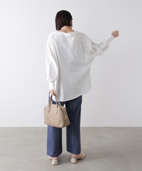 Bou Jeloud（ブージュルード）の「Wシルケットドルマンプルオーバー（Tシャツ/カットソー・レディース・オフホワイト/ブラック/A・FREE）」の15枚目の写真