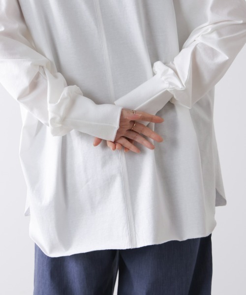 Bou Jeloud（ブージュルード）の「Wシルケットドルマンプルオーバー（Tシャツ/カットソー・レディース・オフホワイト/ブラック/A・FREE）」の16枚目の写真