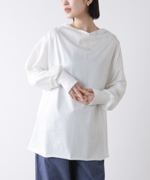 Bou Jeloud（ブージュルード）の「Wシルケットドルマンプルオーバー（Tシャツ/カットソー・レディース・オフホワイト/ブラック/A・FREE）」の18枚目の写真