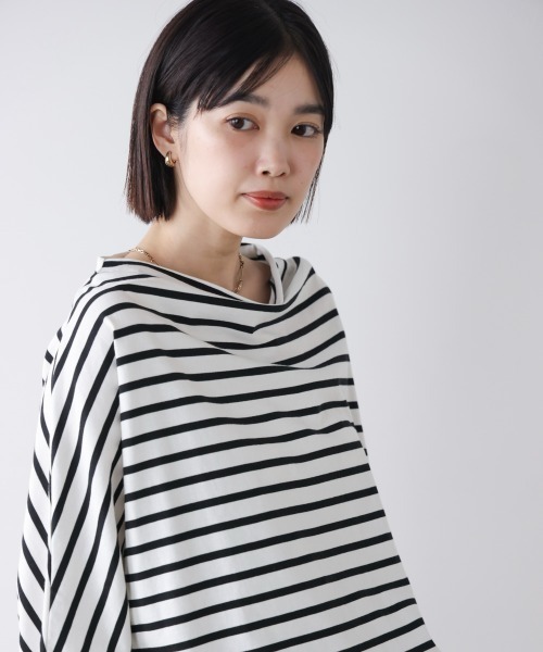 Bou Jeloud（ブージュルード）の「Wシルケットドルマンプルオーバー（Tシャツ/カットソー・レディース・オフホワイト/ブラック/A・FREE）」の4枚目の写真