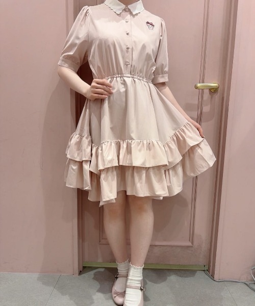 F i.n.t(フィント)の「ボリュームフリルヘムクレリックワンピース/マイスウィートピアノ/fint フィント(ワンピース・レディース・ライトピンク・FREE)」の4枚目の写真