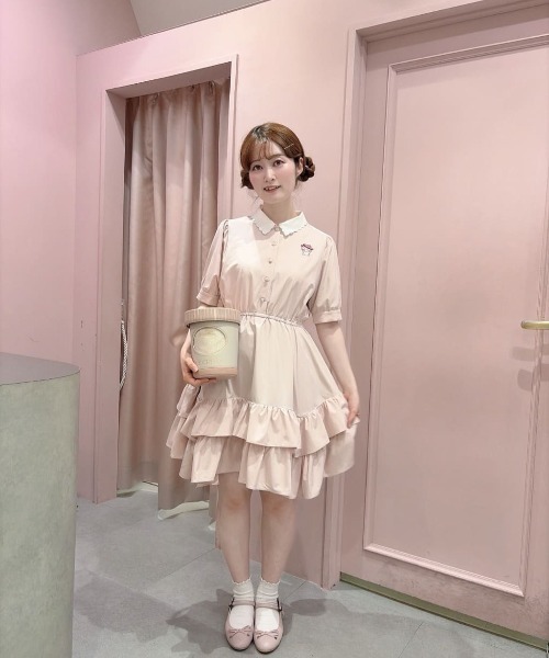 F i.n.t(フィント)の「ボリュームフリルヘムクレリックワンピース/マイスウィートピアノ/fint フィント(ワンピース・レディース・ライトピンク・FREE)」の6枚目の写真