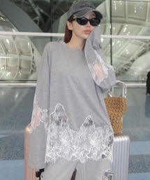 JOSE MOON（ジョゼムーン）の「LACE DOCKING LONG TEE/レースドッキングロングT（Tシャツ/カットソー）」