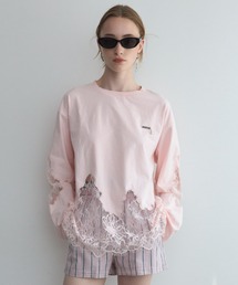JOSE MOON（ジョゼムーン）の「LACE DOCKING LONG TEE/レースドッキングロングT（Tシャツ/カットソー）」